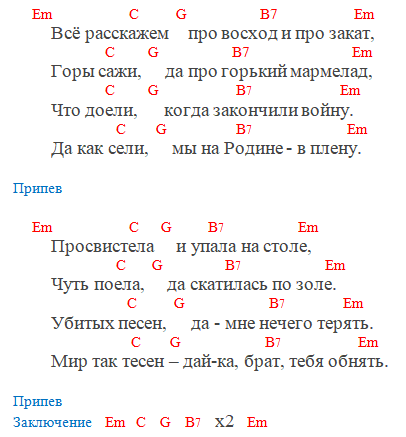 Кино - Пачка сигарет (Аккорды)